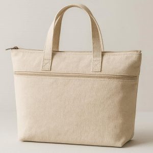 Canvas Tote Bag with Zippered Top Closure for Secure Carrying of Valuables