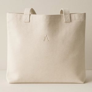 Personalized Minimalist Tote Bag with Embossed Initial or Small Symbol