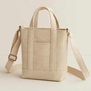 Small Canvas Crossbody Tote with Adjustable Strap for Hands Free Convenience